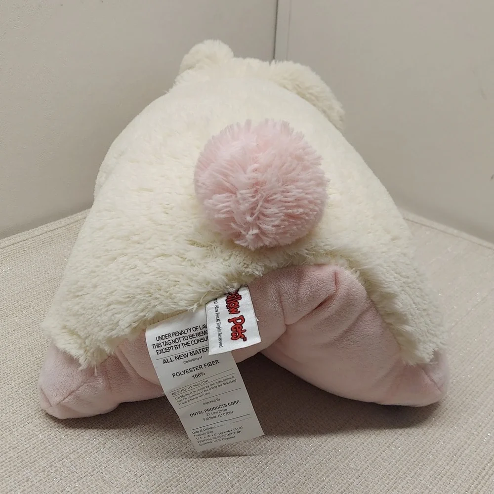 2010 Pillow Pets Bunny Rabbit Plush Cream Pink Polka Dot Ears Stuffed Animal 18